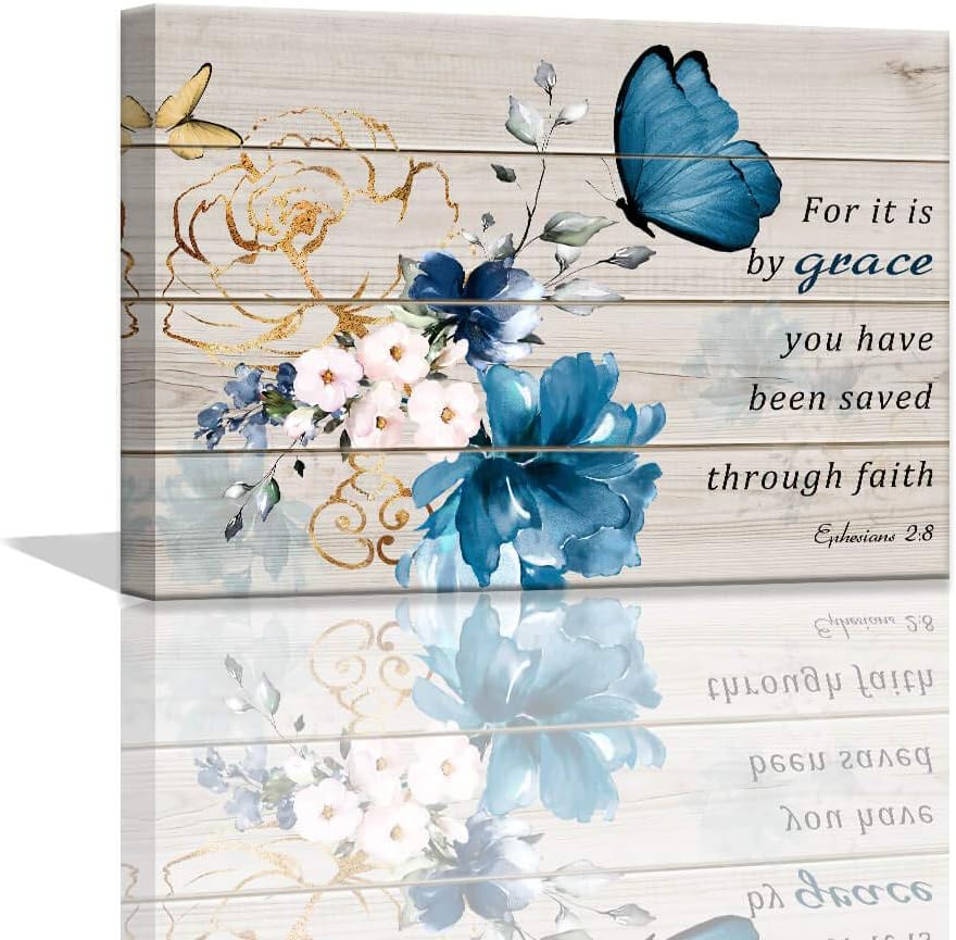 Framed Luxe Blue Wall Art — 16" — Blue/Gold