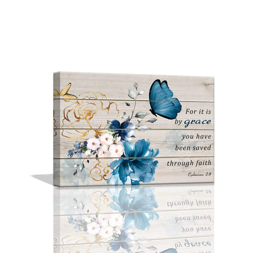 Framed Luxe Blue Wall Art — 16"