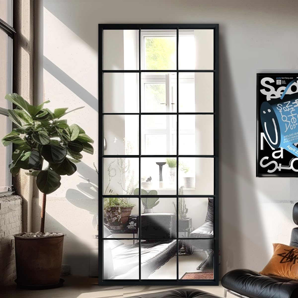 Farmhouse Black Mirror — 38" — Black