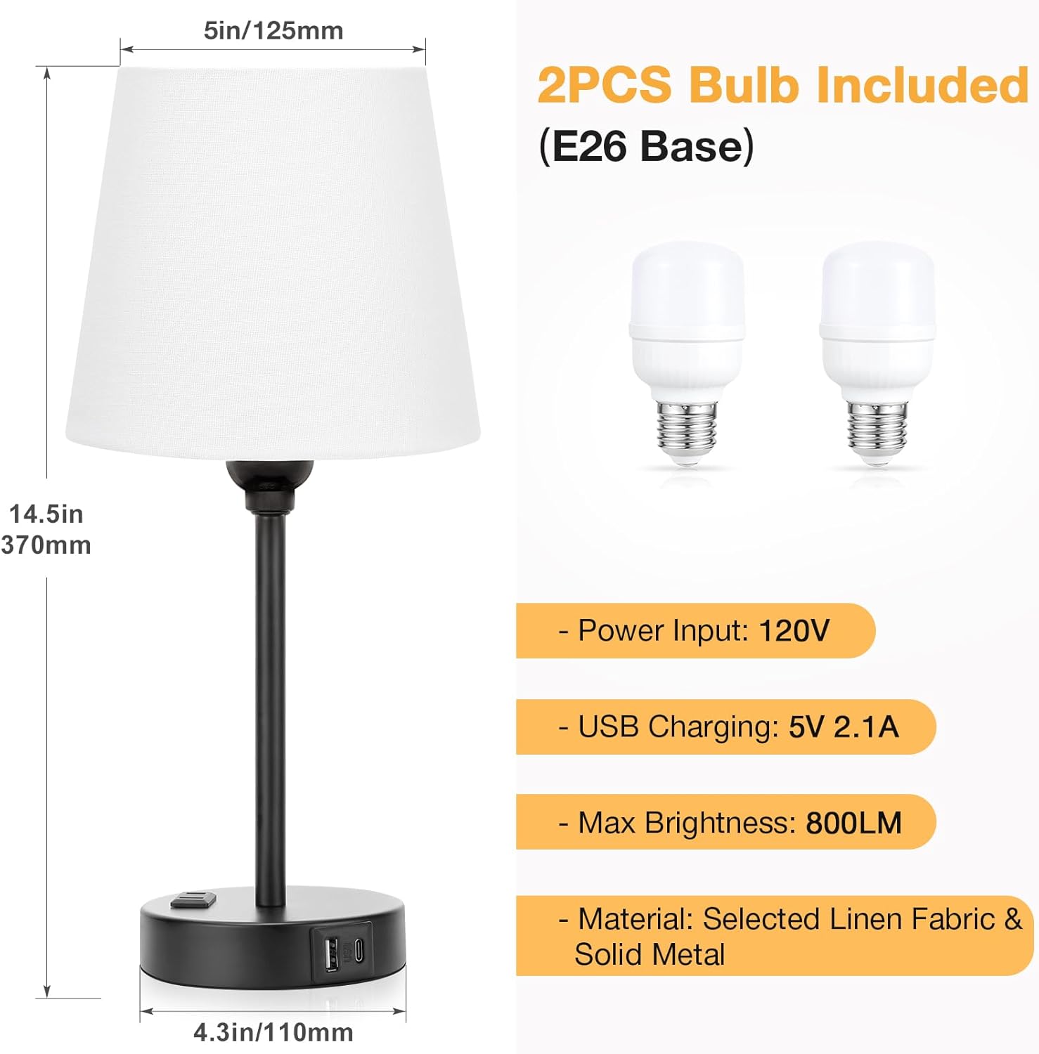 Dimmable Beige Bedside Lamp — Set of 2 - View 7
