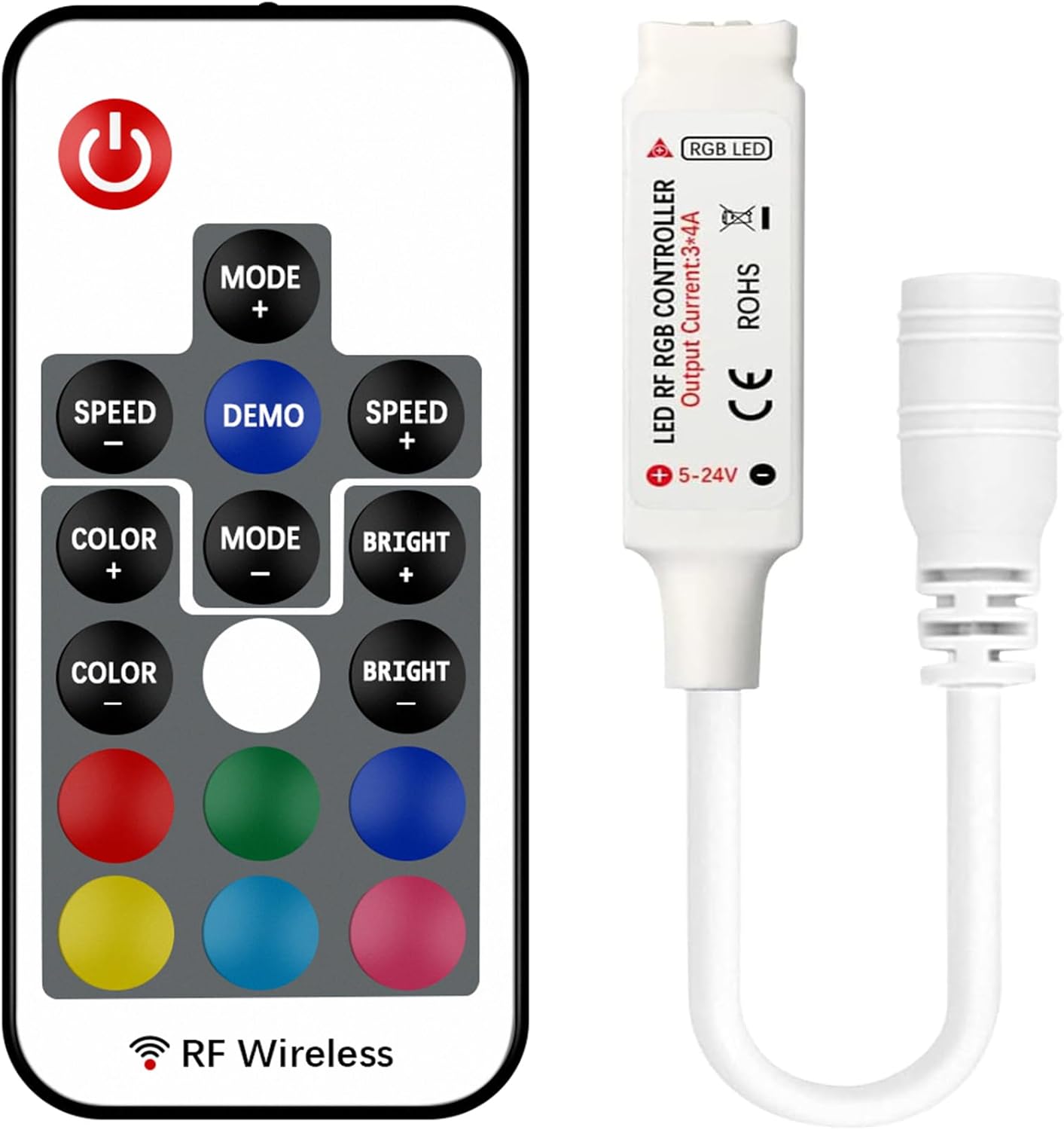 RGB Metal LED Strip Lights — 17Key RF LED Controller
