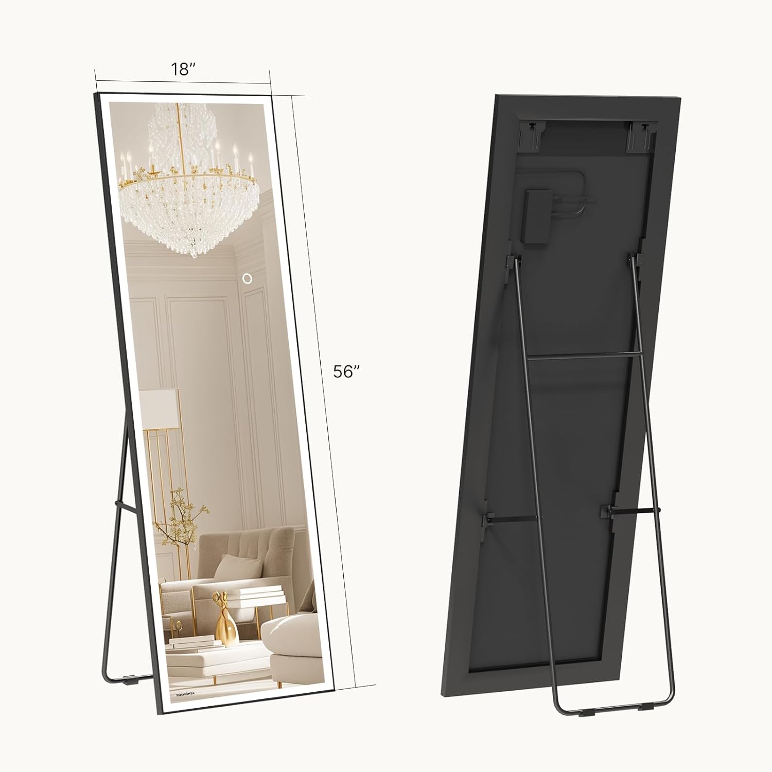 Adjustable Black Vanity Mirror — 56" - View 7