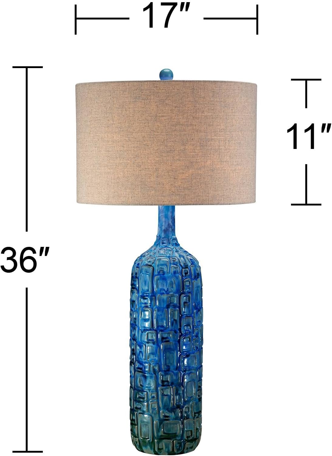 Linen Mid-Century Green Table Lamp - View 3