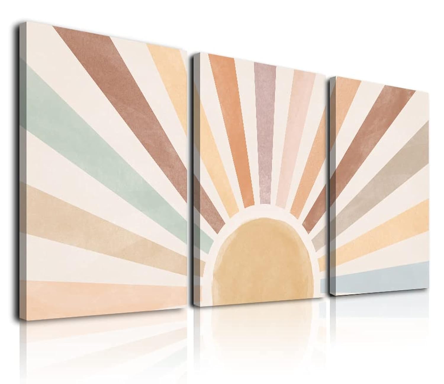 Framed Boho Beige Canvas Wall Art — 12"