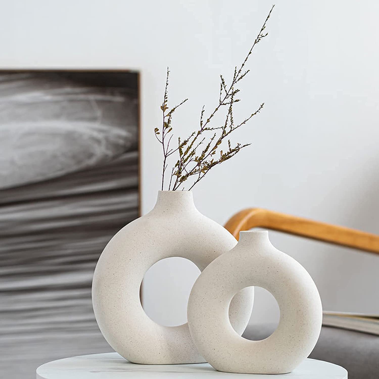 Round Boho Black Flower Vase