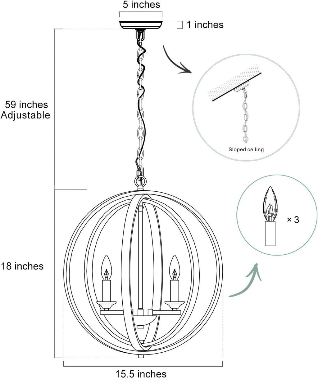 Luxe Gold Chandelier — 3-Light - View 7