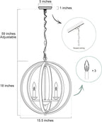 Luxe Gold Chandelier — 3-Light - View 7
