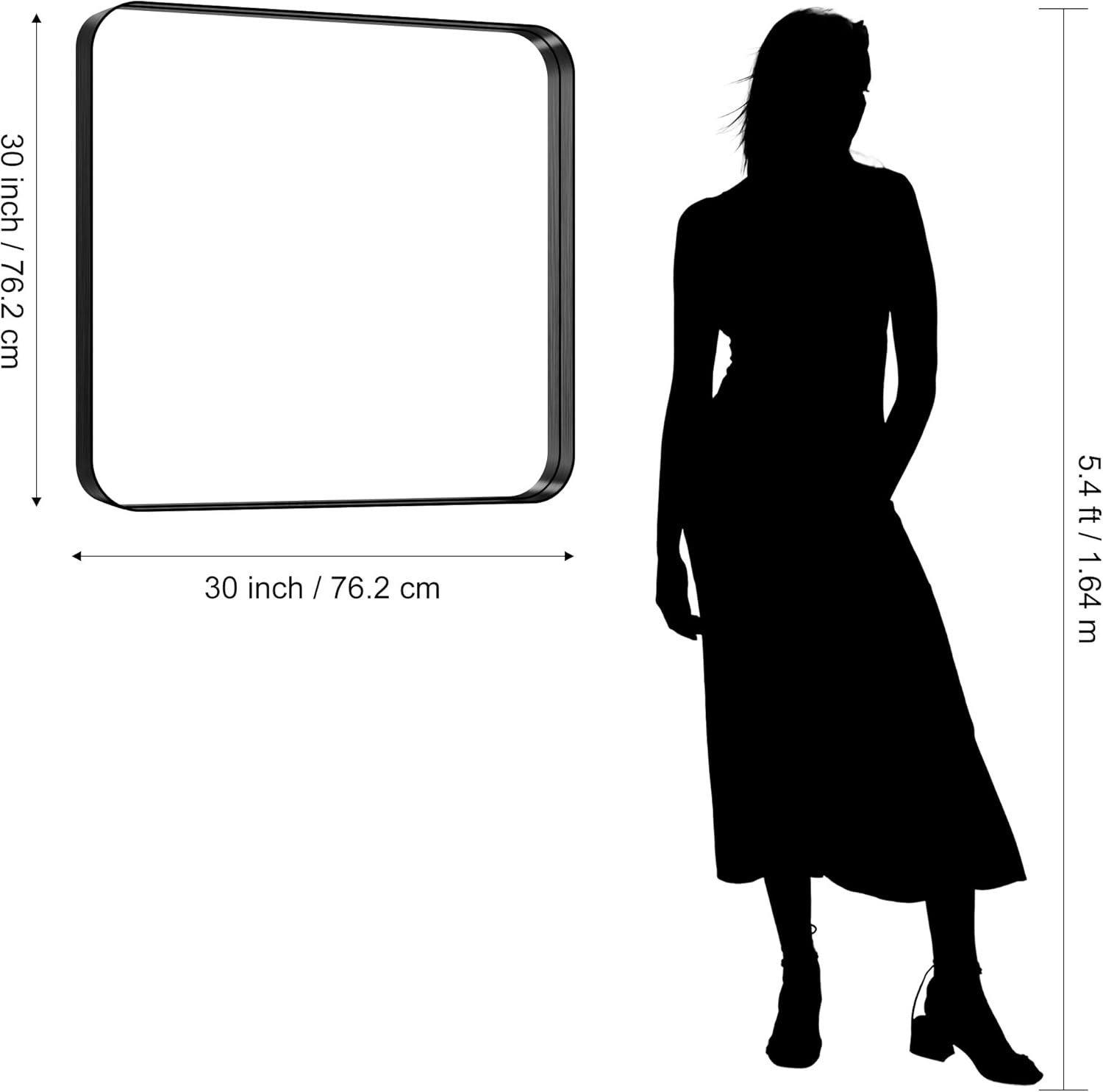 Rectangular Luxe Black Mirror — 30" - View 8