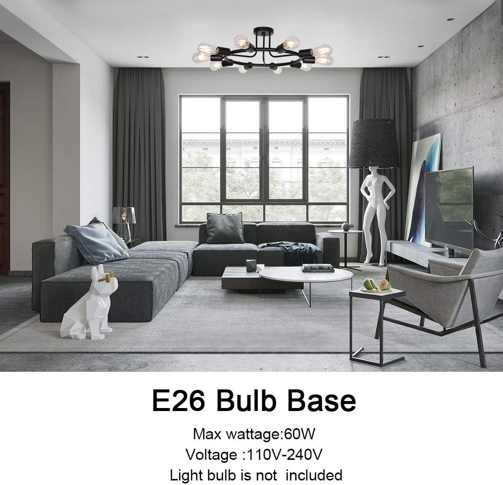 Vintage Mid-Century Black Chandelier — 10-Light - View 3