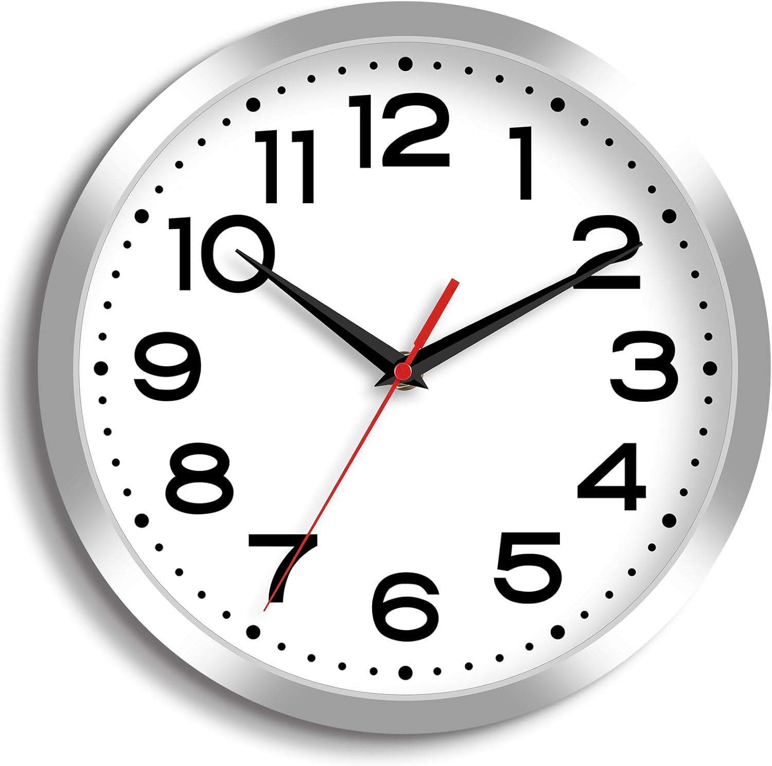 Battery Operated Modern Black Wall Clock — 18" — B_silver