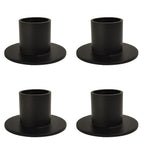 Round Black Pillar Candle — Set of 4