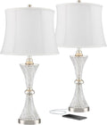 USB Charging Modern Black Table Lamp — 25.5" — White Softback Shade