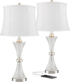 USB Charging Modern Black Table Lamp — 25.5" — White Softback Shade