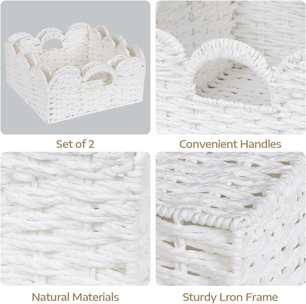 Handwoven Boho White Storage Basket - View 4