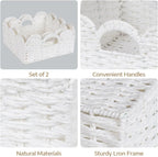 Handwoven Boho White Storage Basket - View 4