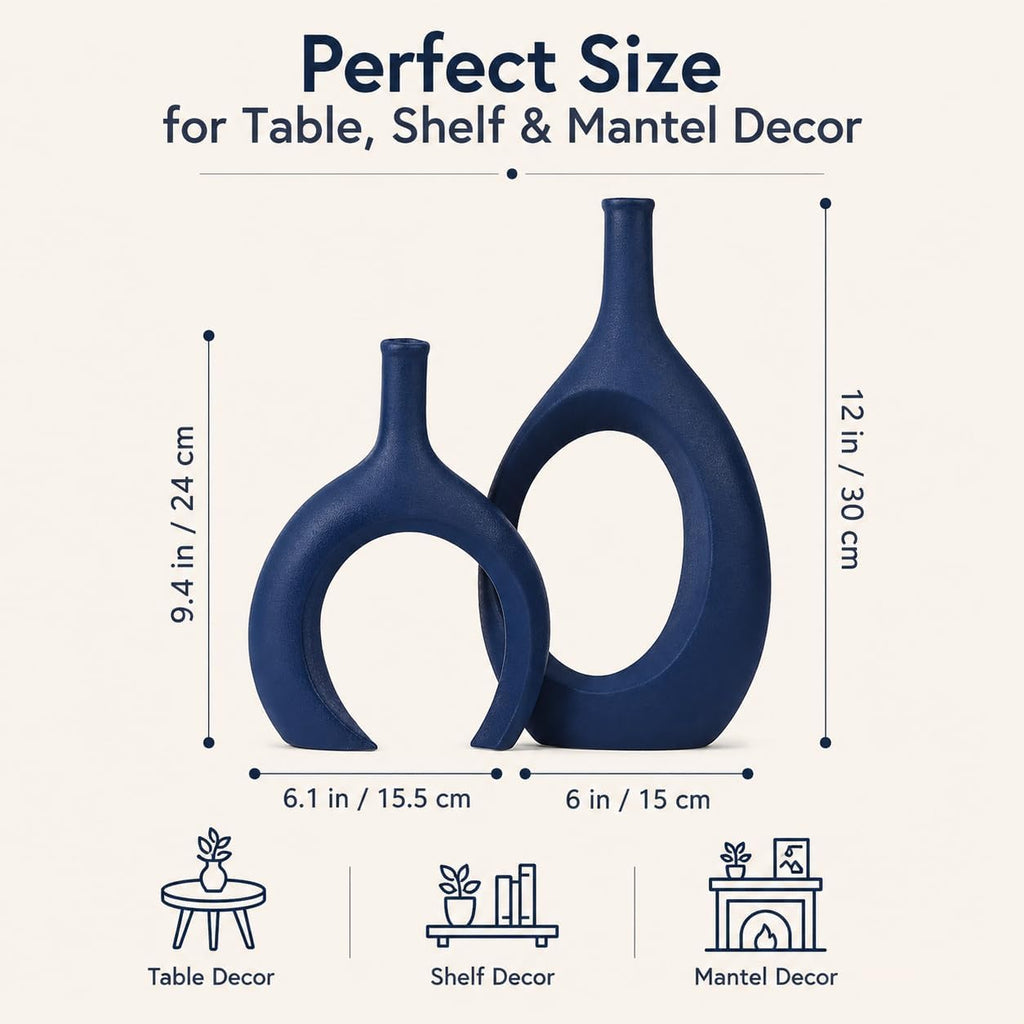Modern Blue Vase — Set of 2 - View 3