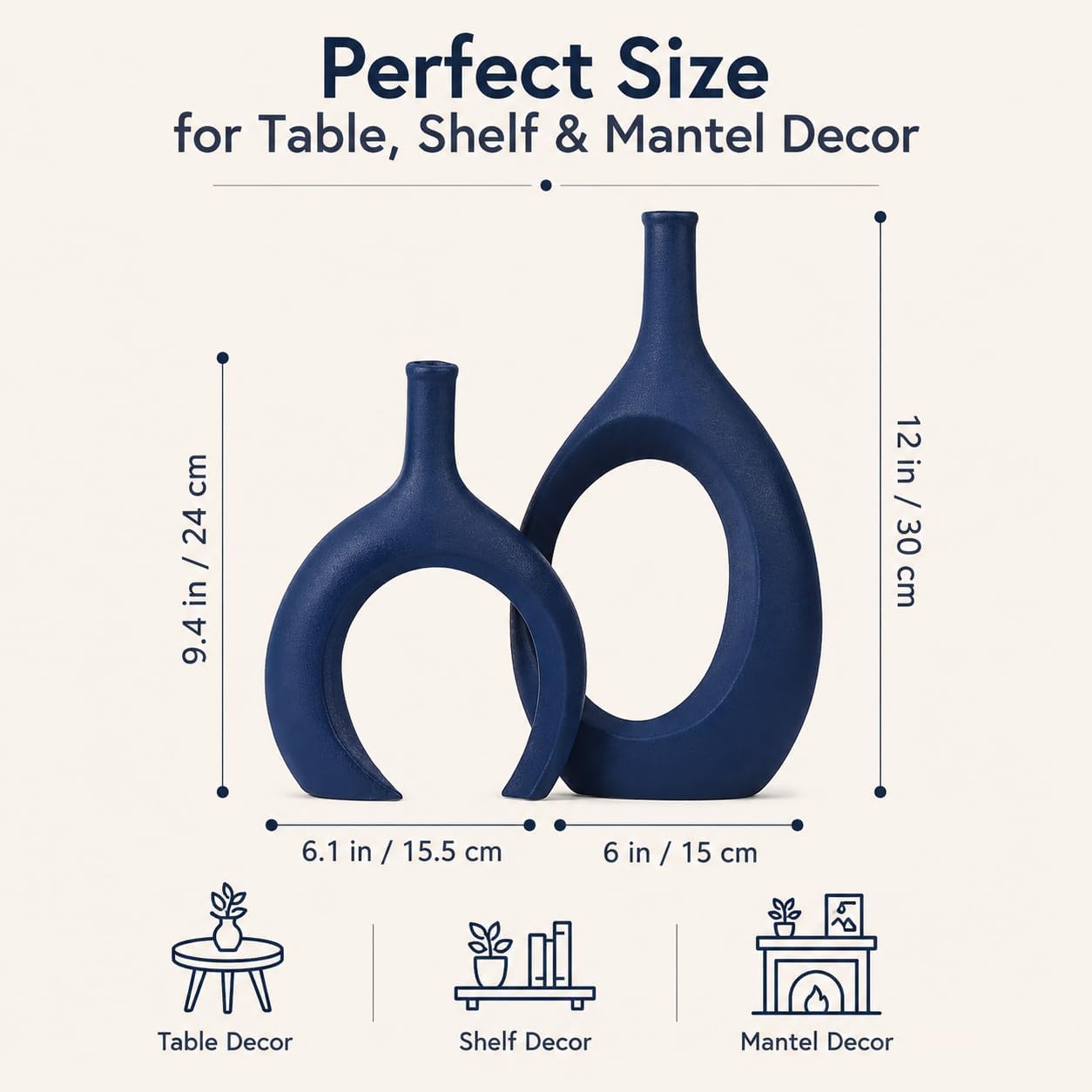 Modern Blue Vase — Set of 2 - View 3