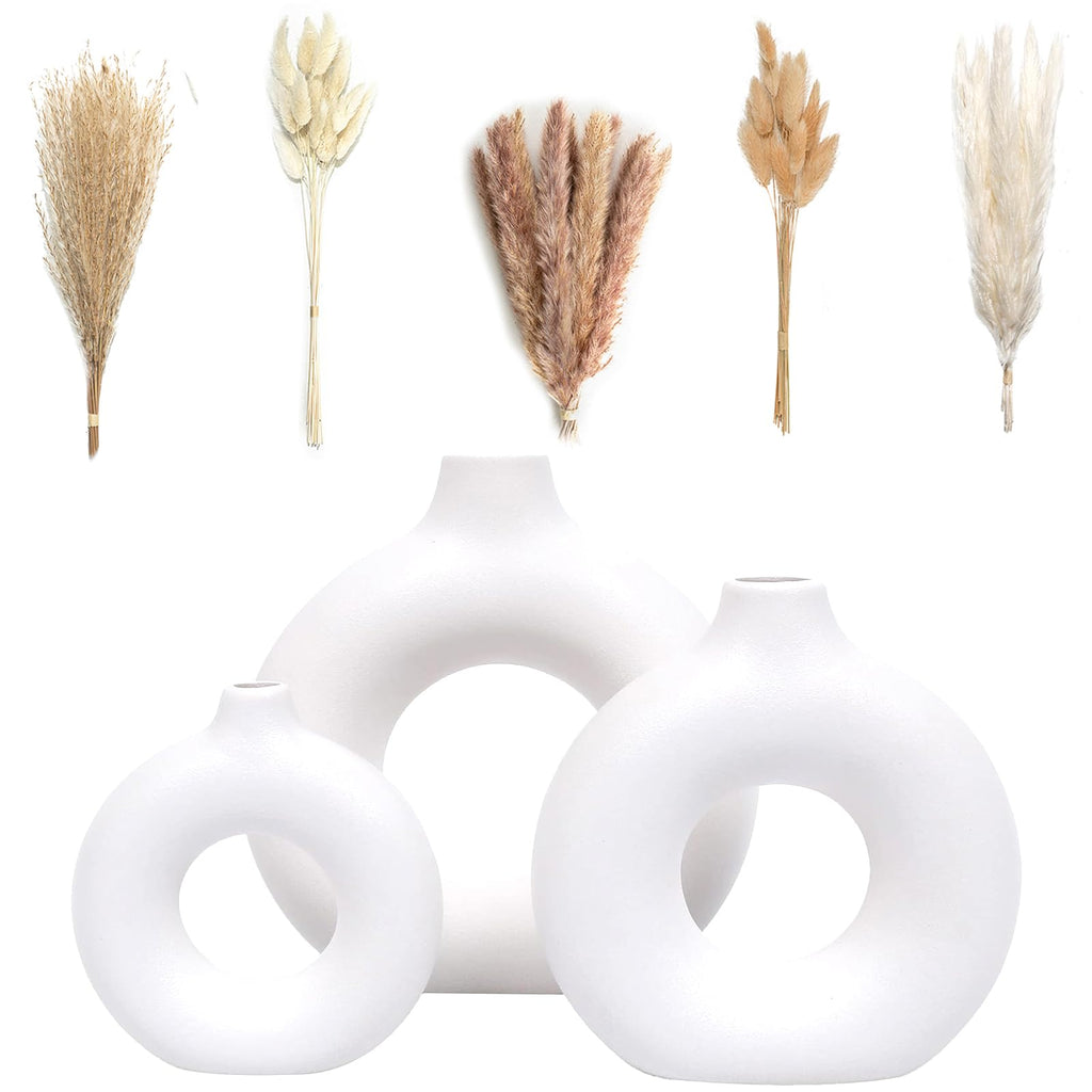 Round Boho Ceramic Vase — Set of 3