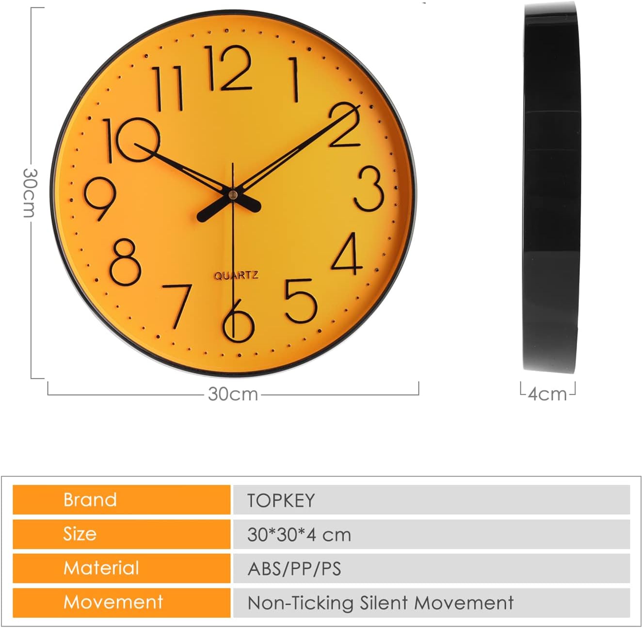 Round Black Wall Clock — 12" - View 5