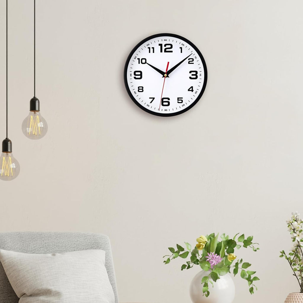 Battery Operated Modern Black Wall Clock — 8" - View 7