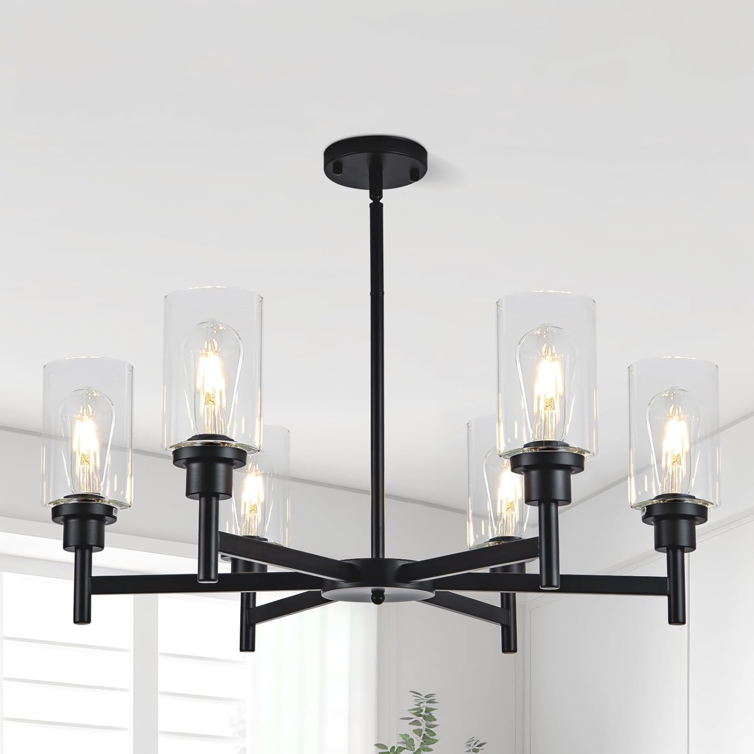 Farmhouse Black Chandelier — 8-Light — Black