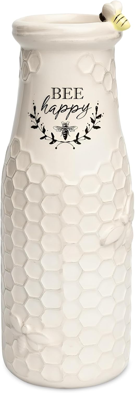 Boho Beige Vase — Set of 2 — Vase ("Bee Happy")