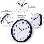 Black Wall Clock — 8" - View 6