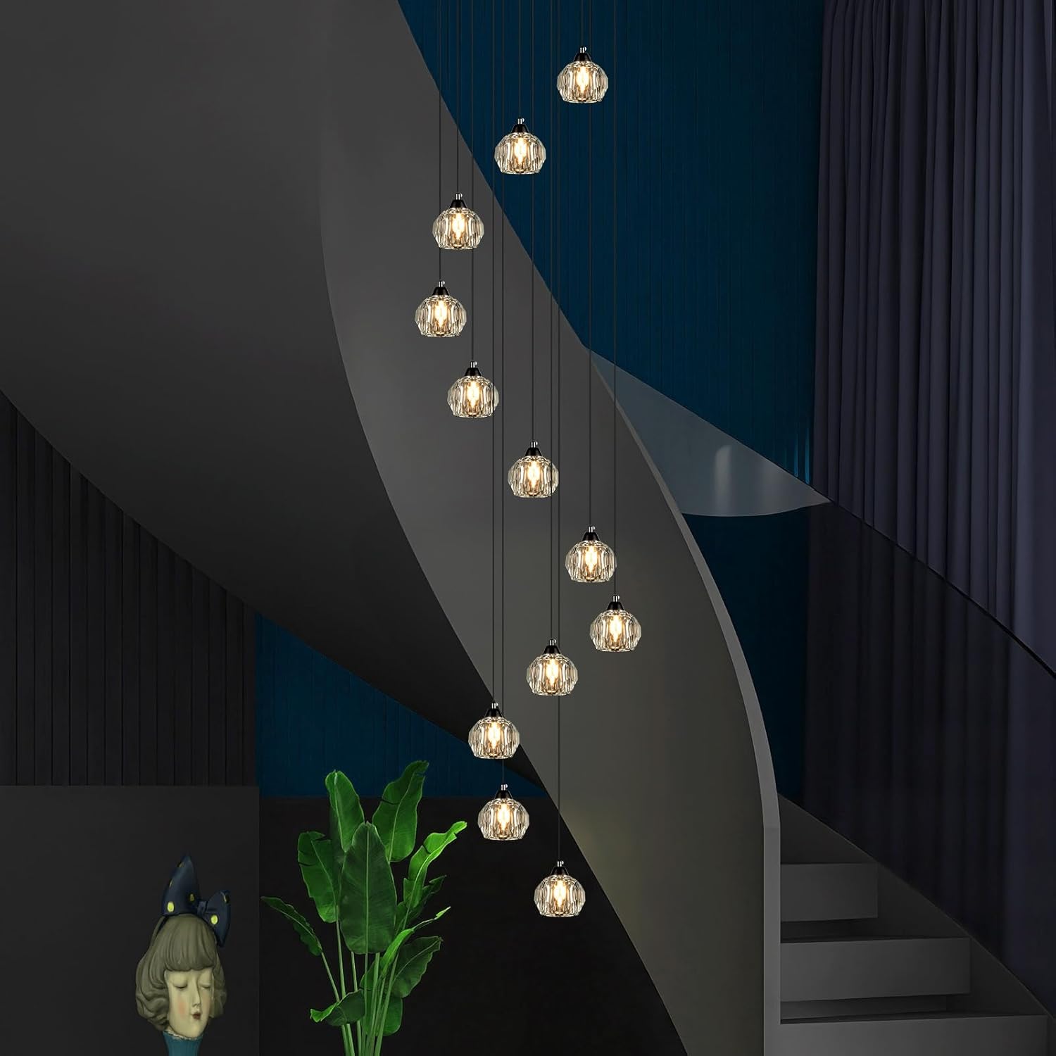 Luxe Black Chandelier — 14-Light — Black
