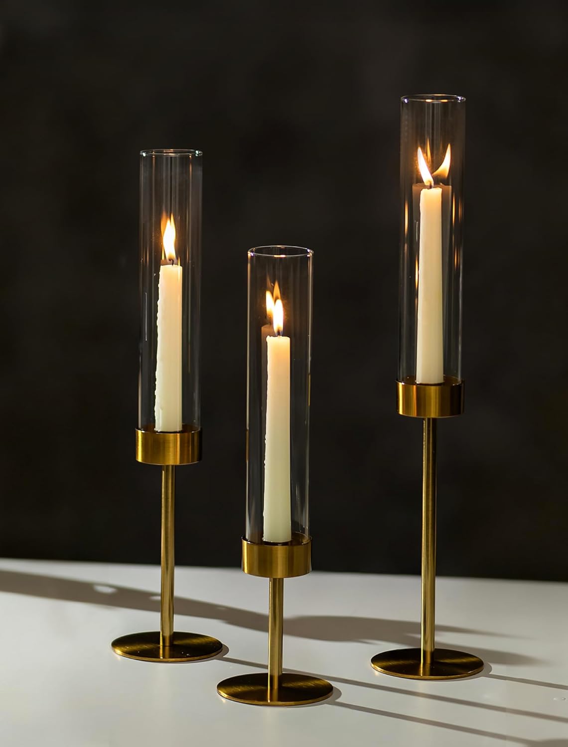 Luxe Gold Candle — Set of 3 — Brass - Clear