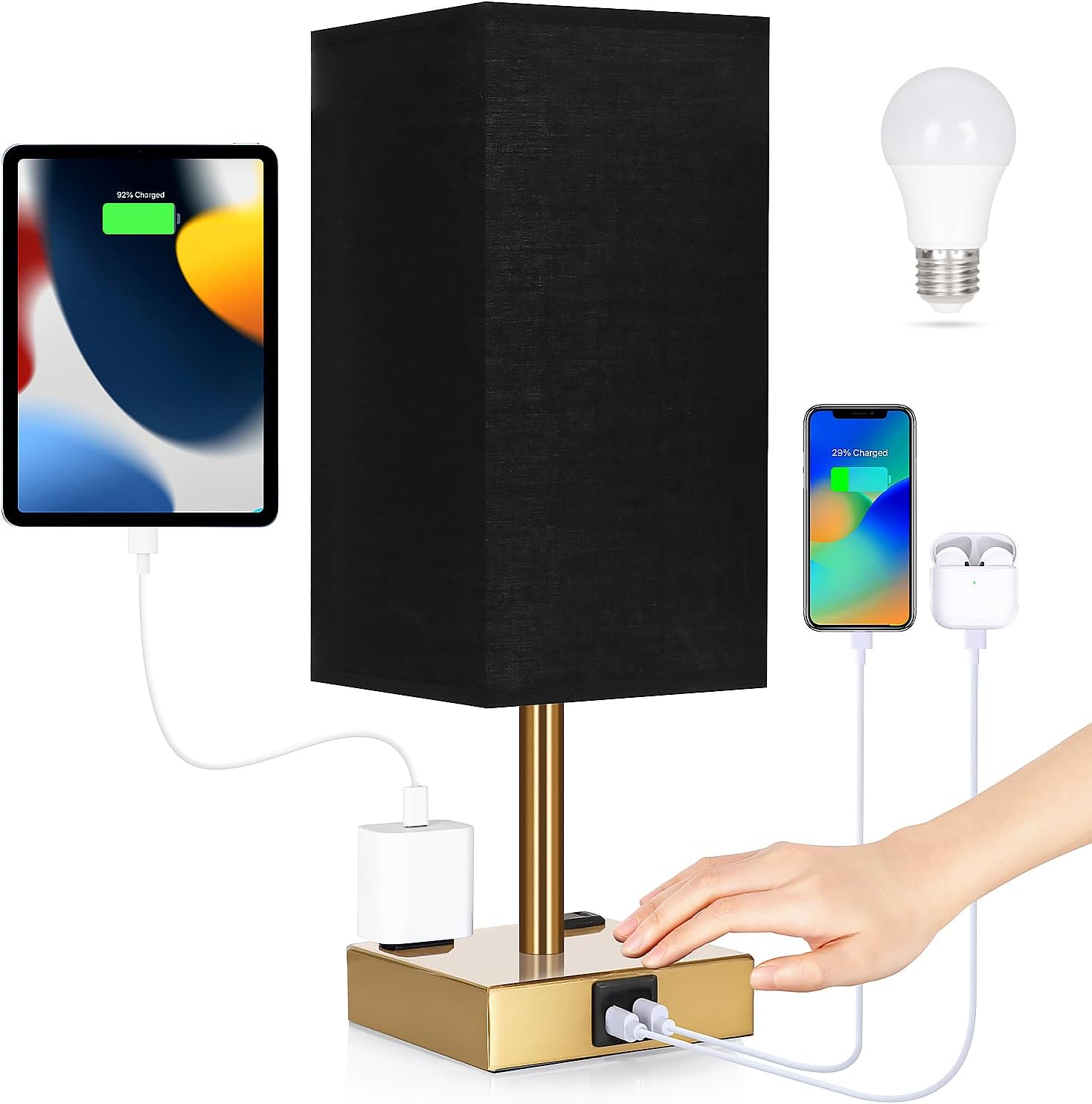 Dimmable Black Table Lamp — Brass - Black