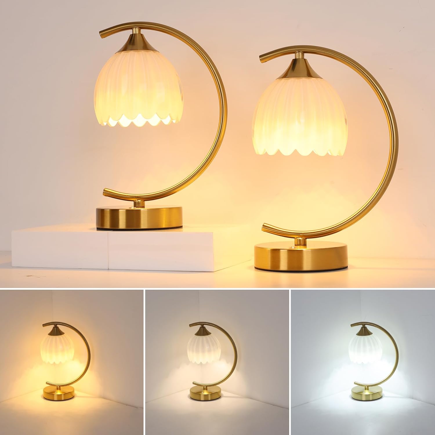 Cordless Green Table Lamp — White-Clear Bulb