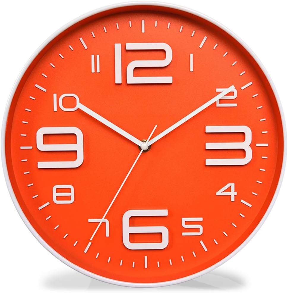 Battery Operated Modern Blue Wall Clock — Orange