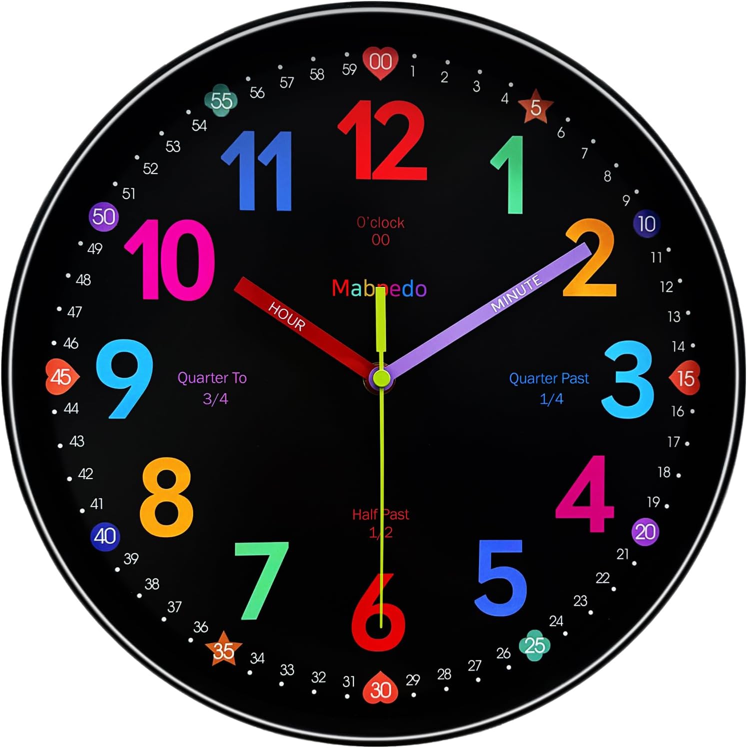 Battery Operated Black Wall Clock — 8" — Black