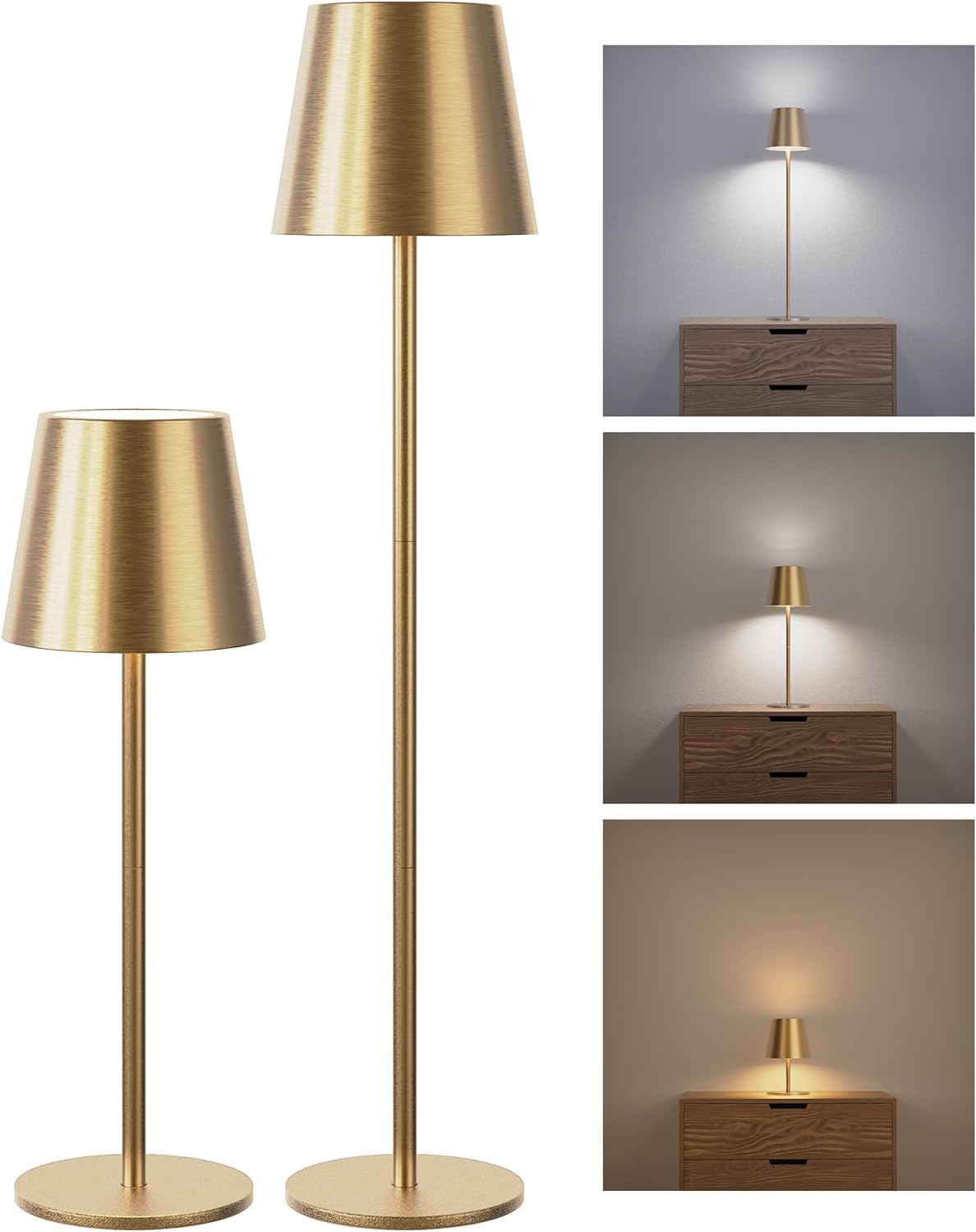 Cordless Black Table Lamp — 2 Pack-Round Base