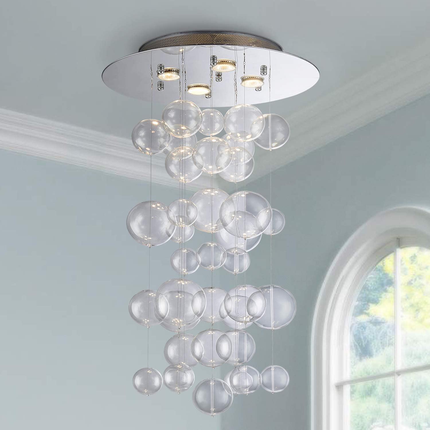 Luxe Gold Chandelier — 4-Light — Clear Glass with Chrome Canopy 4 Lights