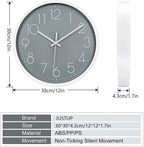 Battery Operated Grey Wall Clock - View 5