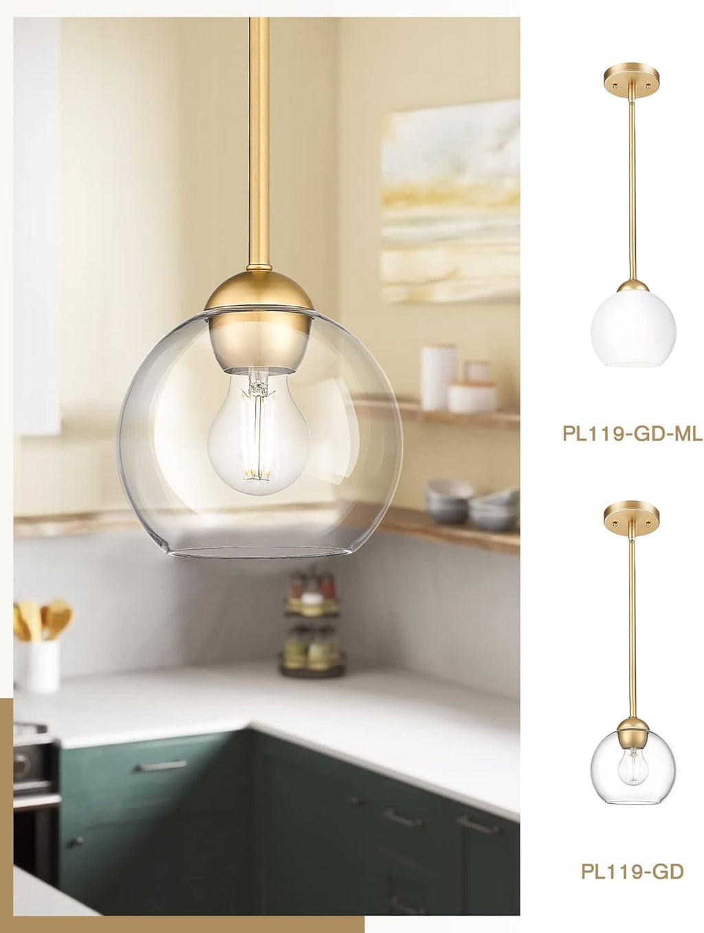 Luxe Black Pendant Light — 1-Light - View 3