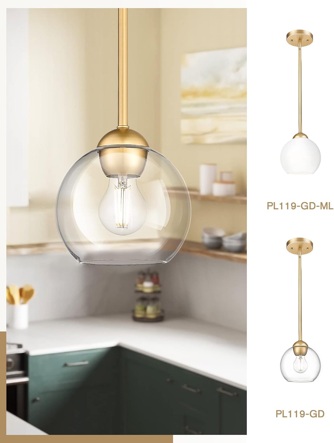 Luxe Black Pendant Light — 1-Light - View 3