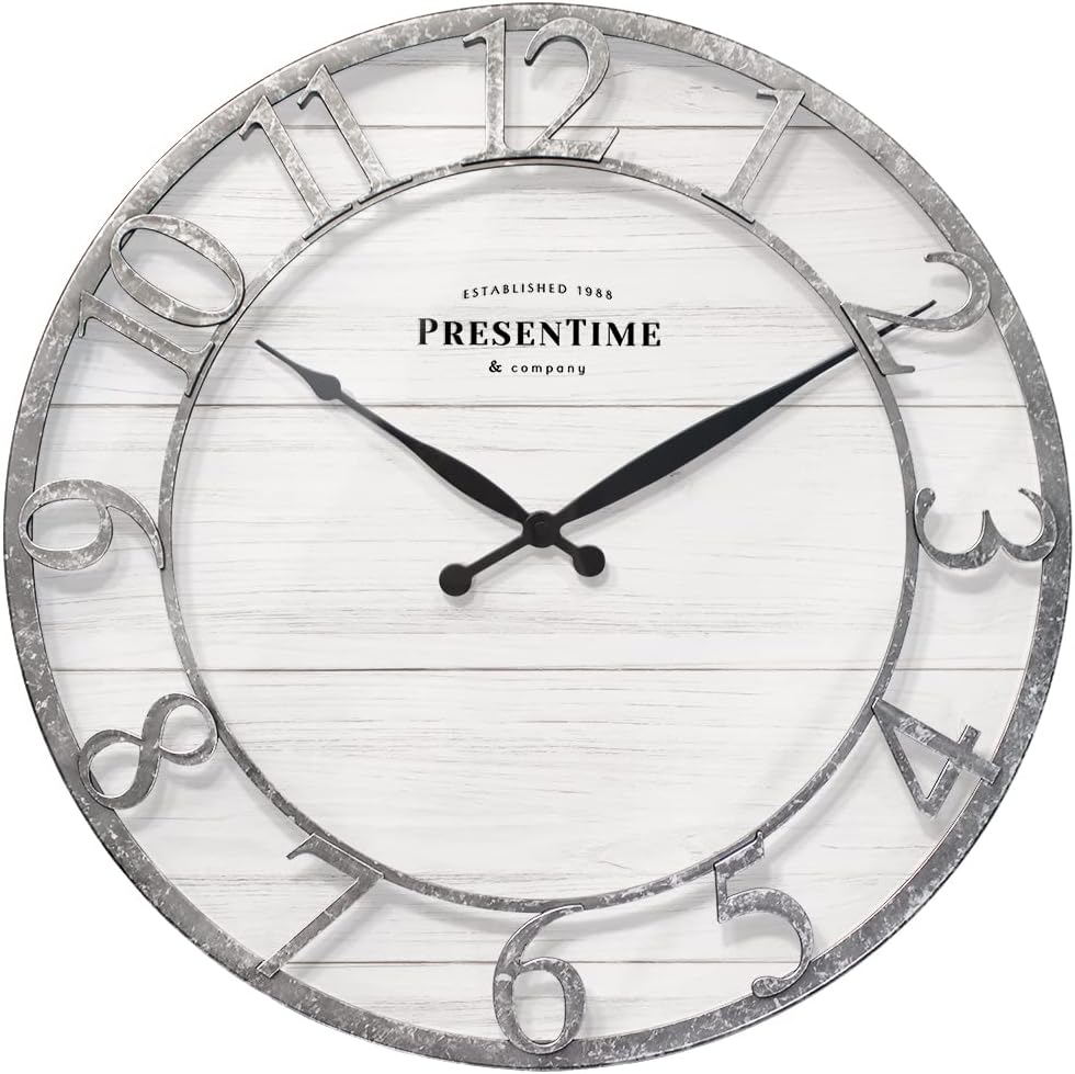 Vintage Farmhouse Gold Wall Clock — 10" — Galvanized Finish