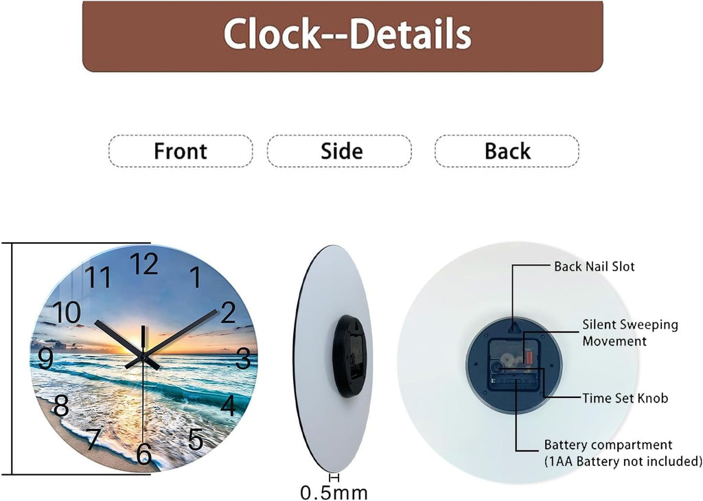Battery Operated Blue Wall Clock — 16" - View 8