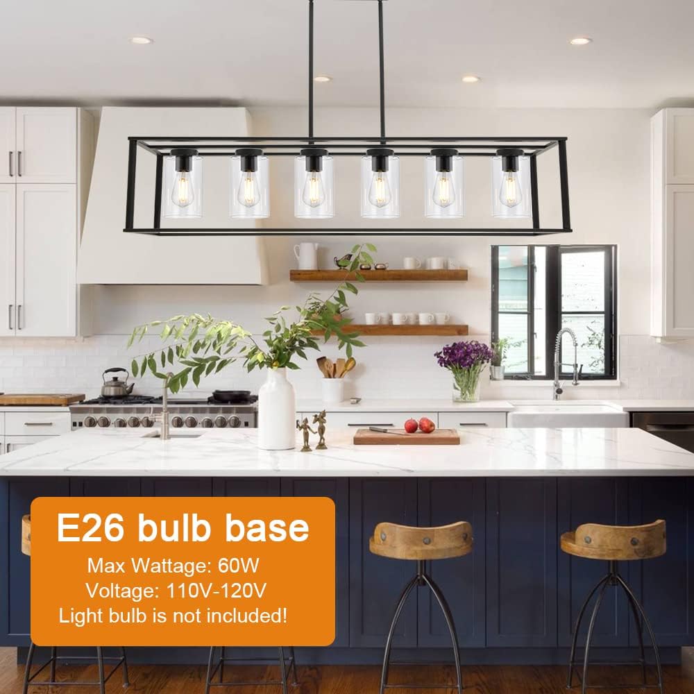 Farmhouse Black Chandelier — 6-Light - View 3