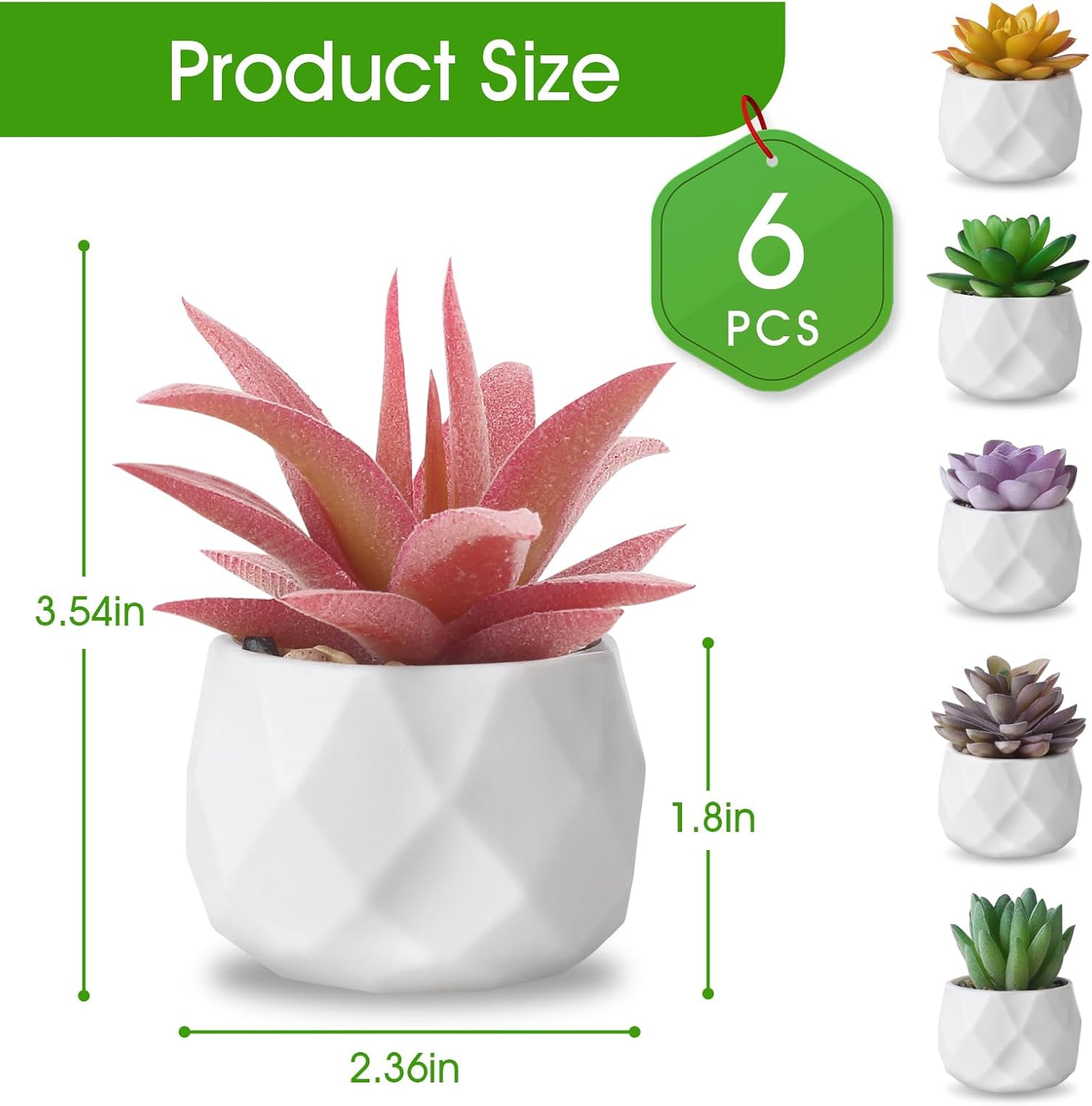 Green Faux Succulent - View 2