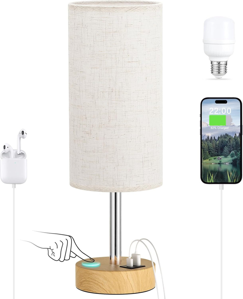 Dimmable Beige Desk Lamp — 14" - View 7