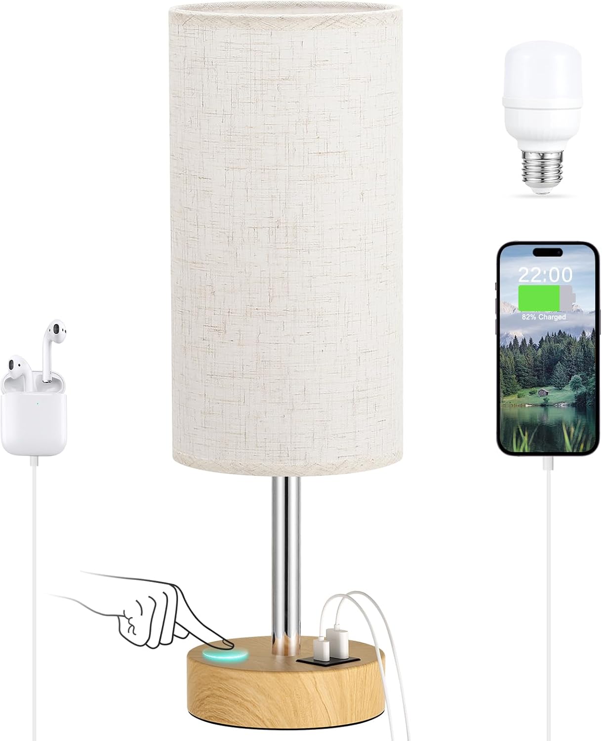 Dimmable Beige Desk Lamp — 14" - View 7