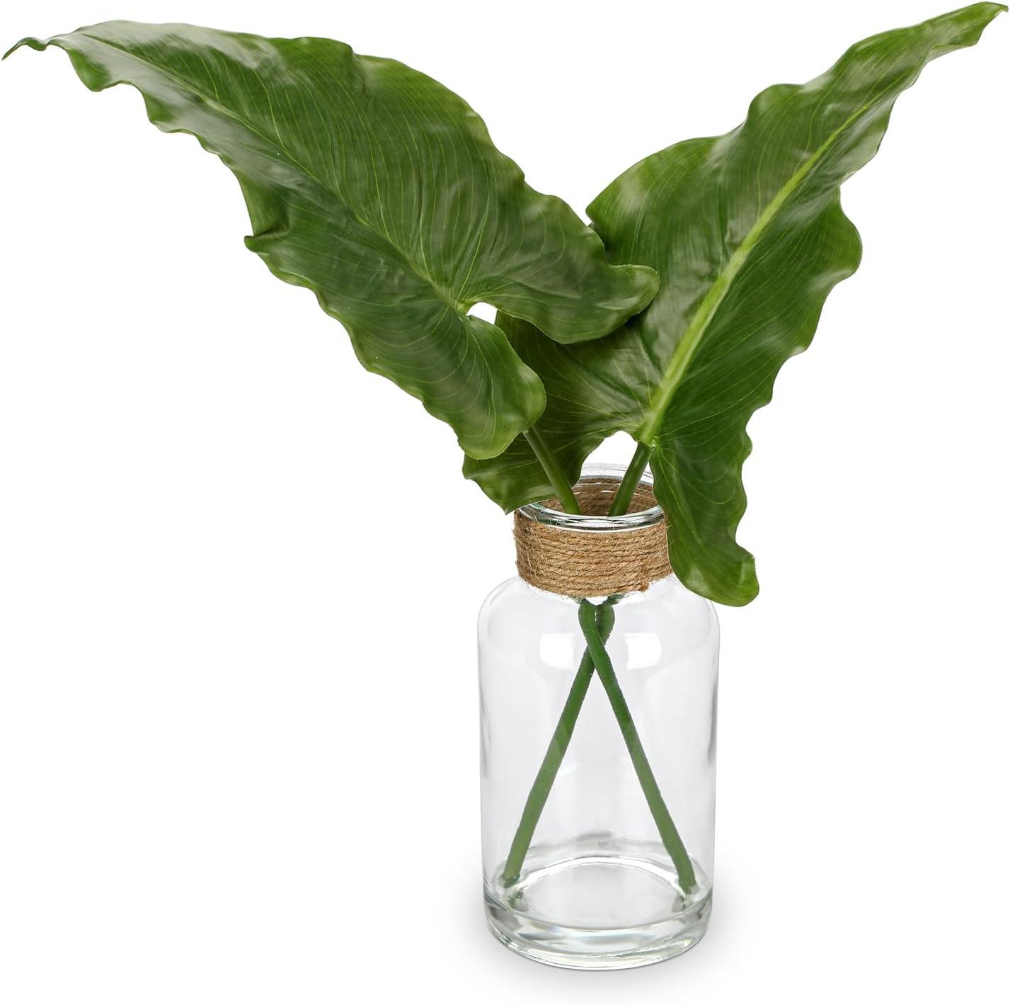 Farmhouse Glass Artificial Plant — 14.2" — Alocasia #1