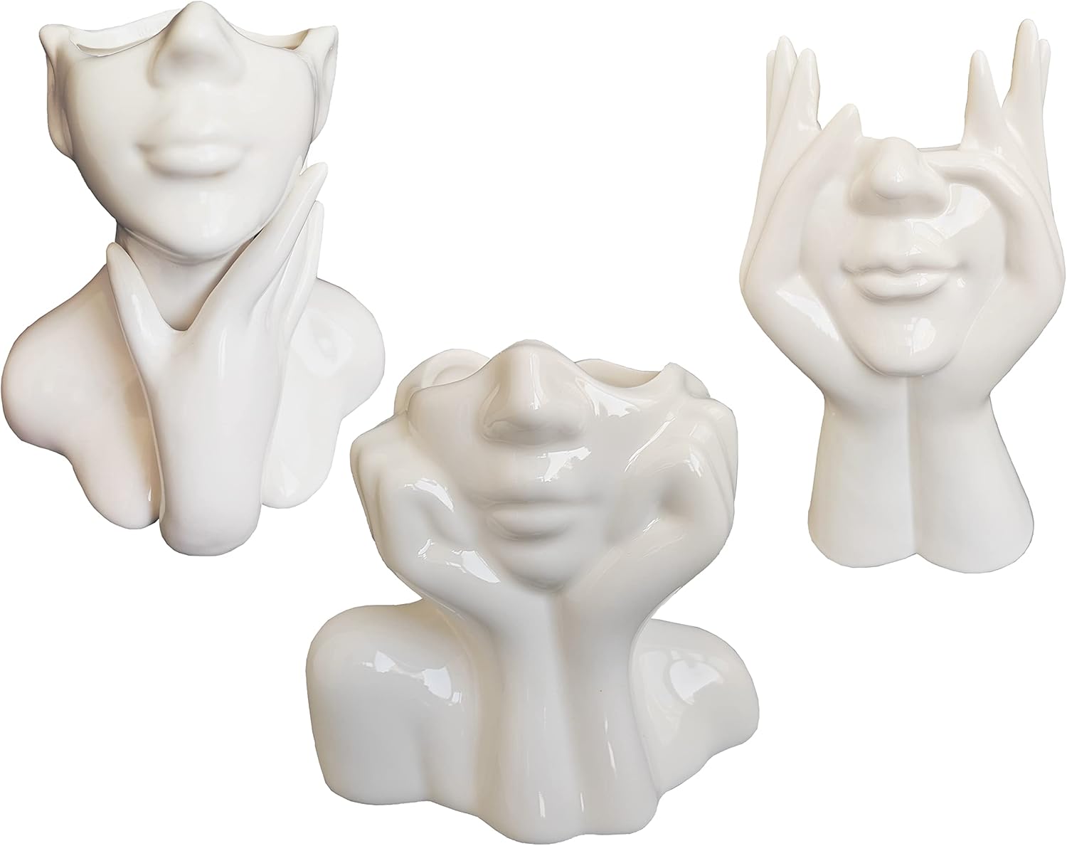 Luxe Ceramic Vase — White-Set