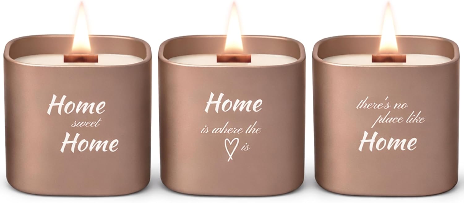 Scented Luxe Wood Soy Candle — Set of 3 — White Musk, Bamboo Forest, and Peony Garden