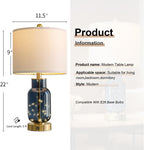 USB Modern Blue Bedside Lamp — 22" - View 3