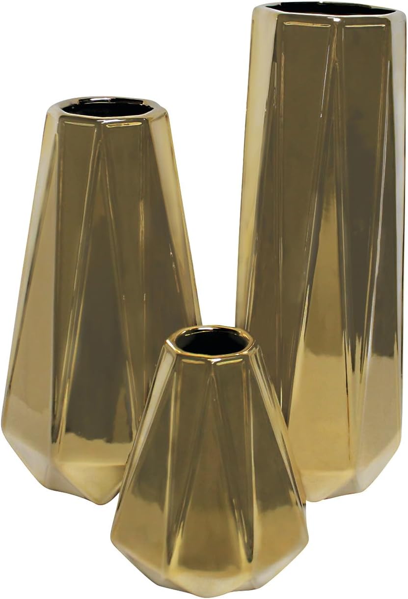 Modern Gold Flower Vase — 13" — Gold