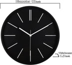 Battery Operated Modern Black Wall Clock — 12" - View 3